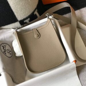 Replica Hermes Evelyne Bag Designer Hermes Mini Crossbody Real Bag 20425 Light Grey