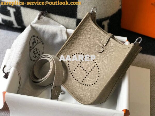 Replica Hermes Evelyne Bag Designer Hermes Mini Crossbody Real Bag 20425 Light Grey 5