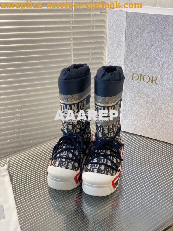 Replica DiorAlps Snow Ankle Boot Deep Blue Dior Oblique Shiny Nylon KC 8