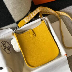 Replica Hermes Evelyne Bag Designer Hermes Mini Crossbody Real Bag 20426 Yellow