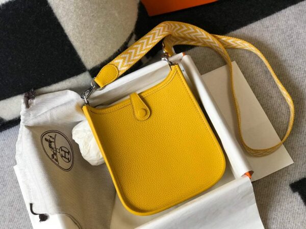 Replica Hermes Evelyne Bag Designer Hermes Mini Crossbody Real Bag 20426 Yellow 3