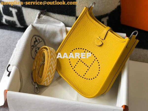 Replica Hermes Evelyne Bag Designer Hermes Mini Crossbody Real Bag 20426 Yellow 5