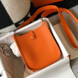 Replica Hermes Evelyne Bag Designer Hermes Mini Crossbody Real Bag 20428 Orange