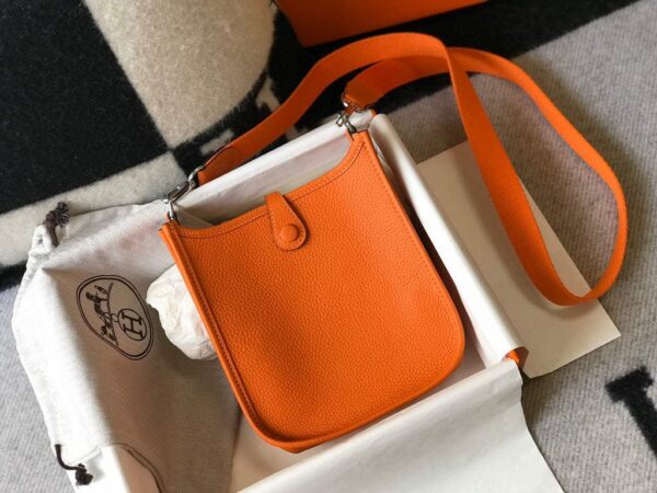 Replica Hermes Evelyne Bag Designer Hermes Mini Crossbody Real Bag 20428 Orange 3