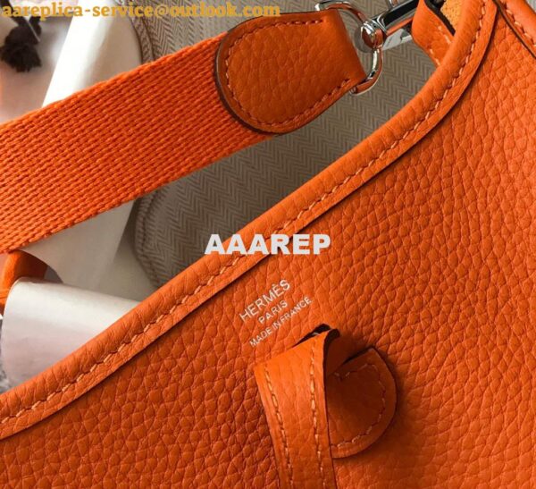 Replica Hermes Evelyne Bag Designer Hermes Mini Crossbody Real Bag 20428 Orange 9