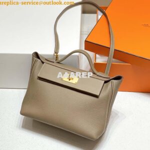 Replica Hermes Kelly 2424 Leather 29cm H230267 Elephant gray Shoulder bag 2