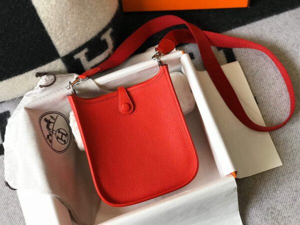 Replica Hermes Evelyne Bag Designer Hermes Mini Crossbody Real Bag 20432 Red 3