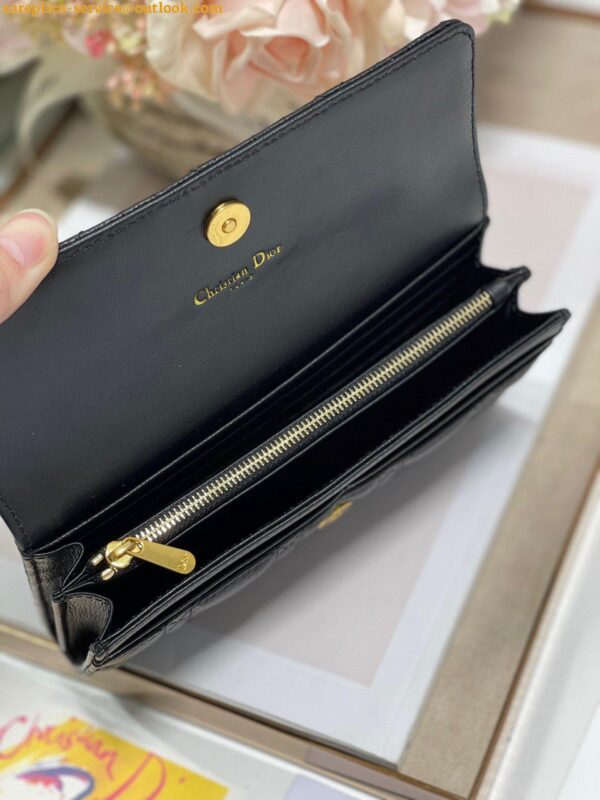 Replica Dior Caro Continental Wallet In Black Cannage Calfskin 9