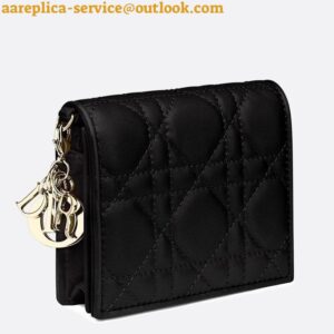 Replica Dior Mini Lady Dior Wallet In Black Cannage Lambskin