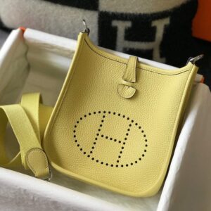 Replica Hermes Evelyne Bag Designer Hermes Mini Crossbody Real Bag 20434 Light Yellow