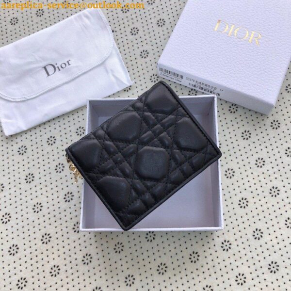 Replica Dior Mini Lady Dior Wallet In Black Cannage Lambskin 5