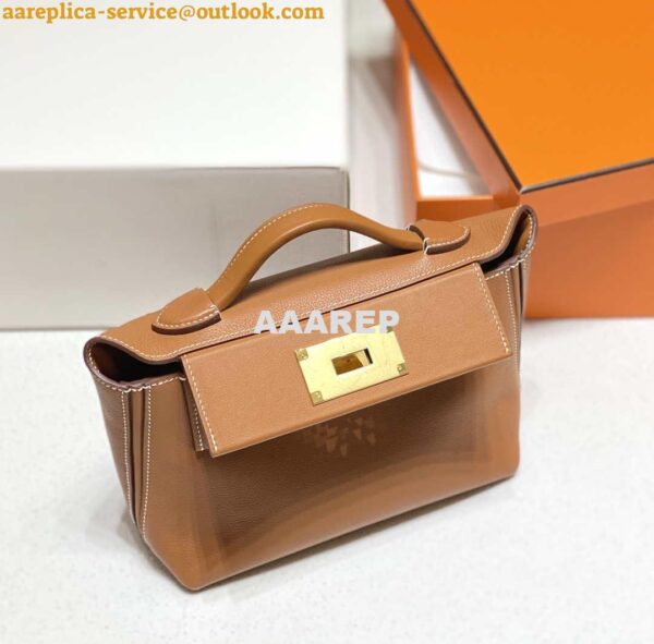 Replica Hermes Mini 2424 Leather 21cm H230262 Brown 5