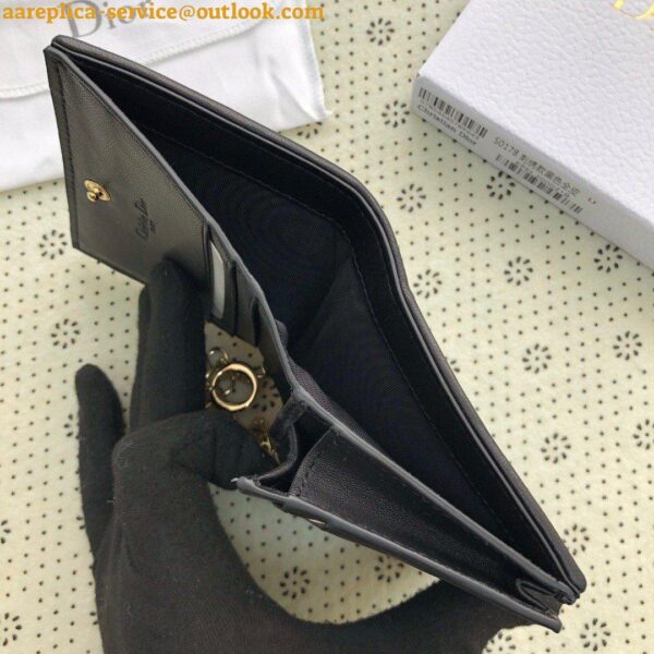 Replica Dior Mini Lady Dior Wallet In Black Cannage Lambskin 9