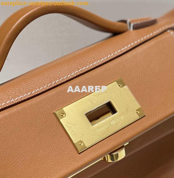 Replica Hermes Mini 2424 Leather 21cm H230262 Brown 6