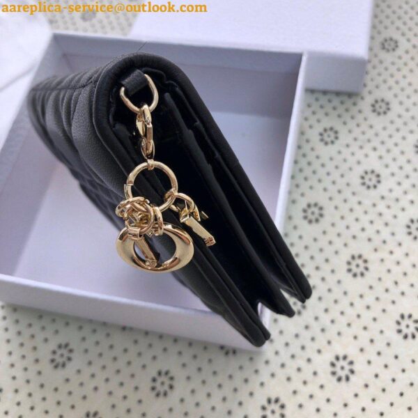 Replica Dior Mini Lady Dior Wallet In Black Cannage Lambskin 12