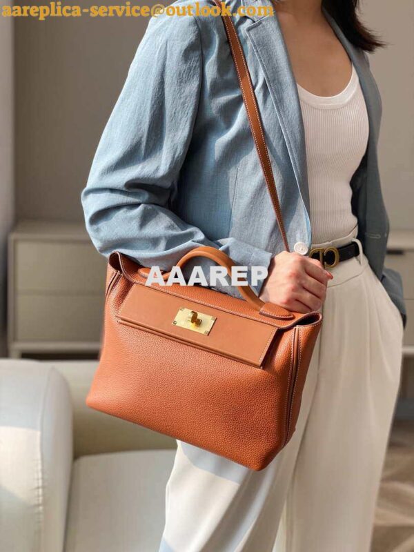 Replica Hermes Mini 2424 Leather 21cm H230262 Brown 17