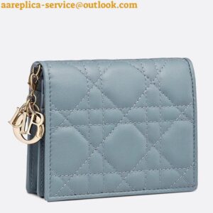 Replica Dior Mini Lady Dior Wallet In Grey Cannage Lambskin