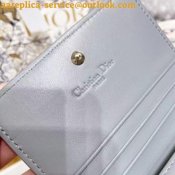 Replica Dior Mini Lady Dior Wallet In Grey Cannage Lambskin 10