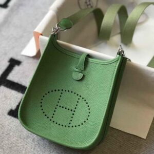 Replica Hermes Evelyne Bag Hermes Mini Crossbody Bag 20401 Silver Buckle Green