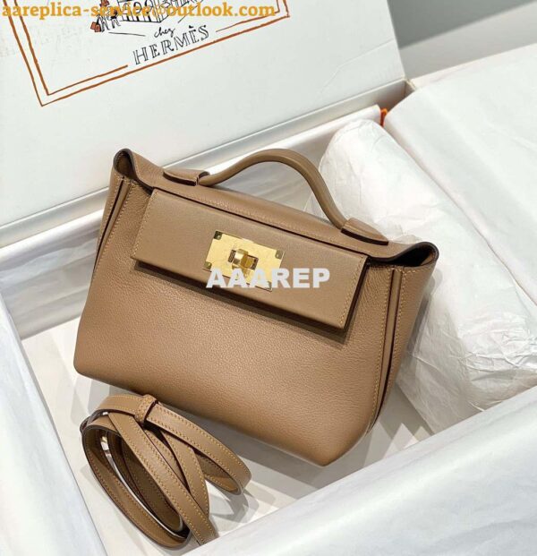 Replica Hermes Mini 2424 Leather 21cm H230263 Weimaraner color 4