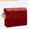 Replica Dior Mini Lady Dior Wallet In Grey Patent Calfskin