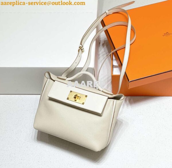 Replica Hermes Mini Kelly 2424 Leather 21cm H230264 White 4