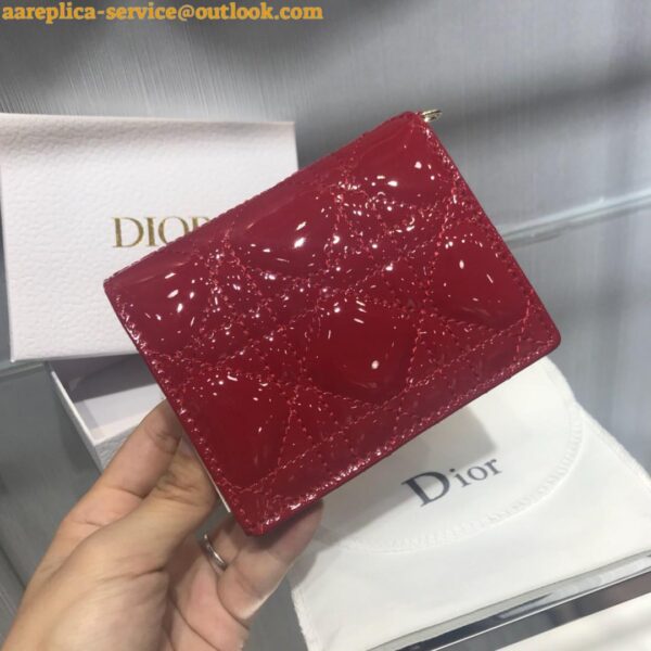 Replica Dior Mini Lady Dior Wallet In Red Patent Calfskin 8