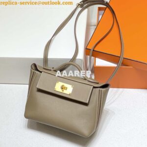 Replica Hermes Mini Kelly 2424 Leather 21cm H230265 Elephant gray 2