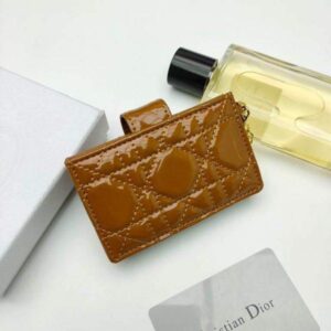 Replica Dior S0074 Wallet Lady dior 5-Gusset card holder Brown Patent Cannage Calfskin 2