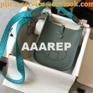 Replica Hermes Evelyne Bag Hermes Mini Crossbody Bag 20412 Silver Buckle Dark Green 2