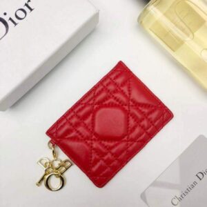 Replica Dior S0126 Dioramour Lady Dior card holder Red Patent Cannage Calfskin