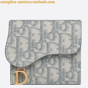 Replica Dior Saddle Lotus Wallet In Grey Oblique Jacquard