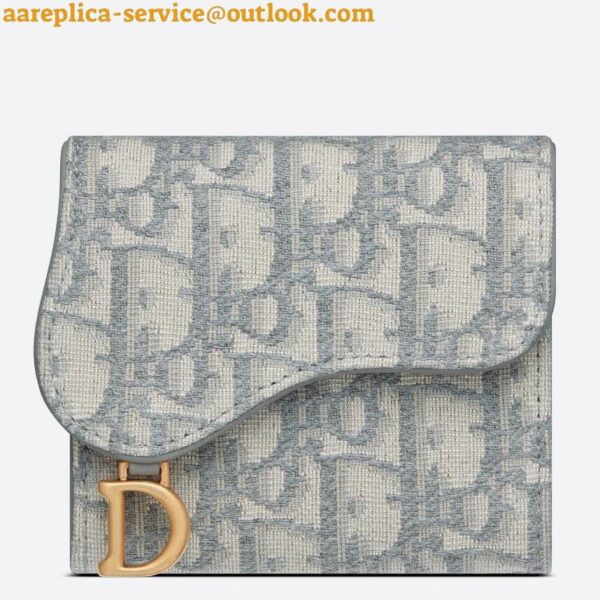 Replica Dior Saddle Lotus Wallet In Grey Oblique Jacquard 3