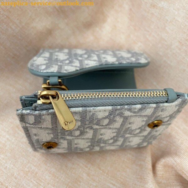 Replica Dior Saddle Lotus Wallet In Grey Oblique Jacquard 3