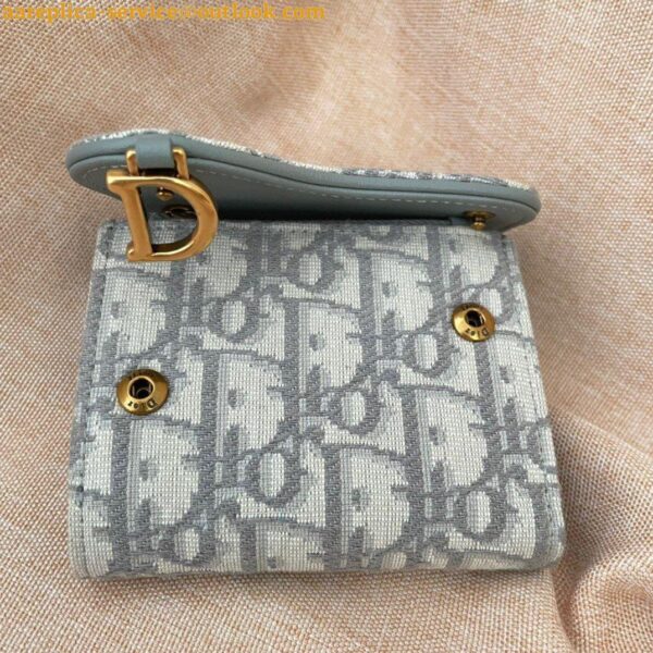 Replica Dior Saddle Lotus Wallet In Grey Oblique Jacquard 4