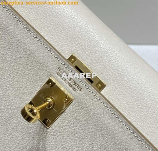 Replica Hermes Evercolor Kelly Danse II 22cm Leather Crossbody Bag H20366 White 6