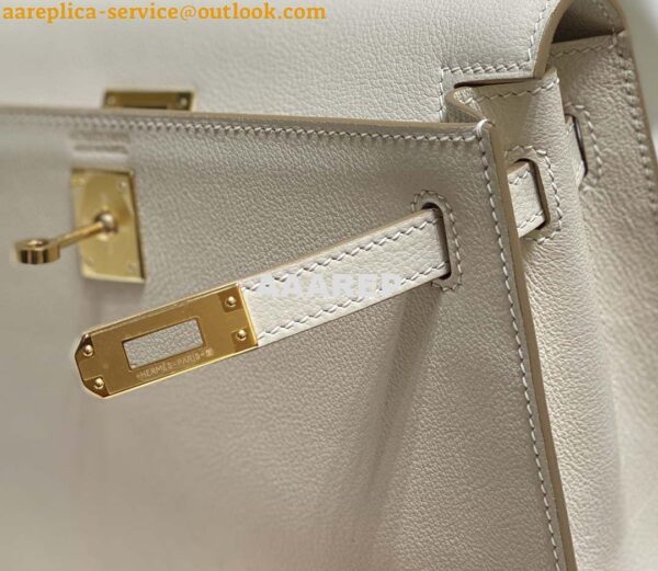 Replica Hermes Evercolor Kelly Danse II 22cm Leather Crossbody Bag H20366 White 7