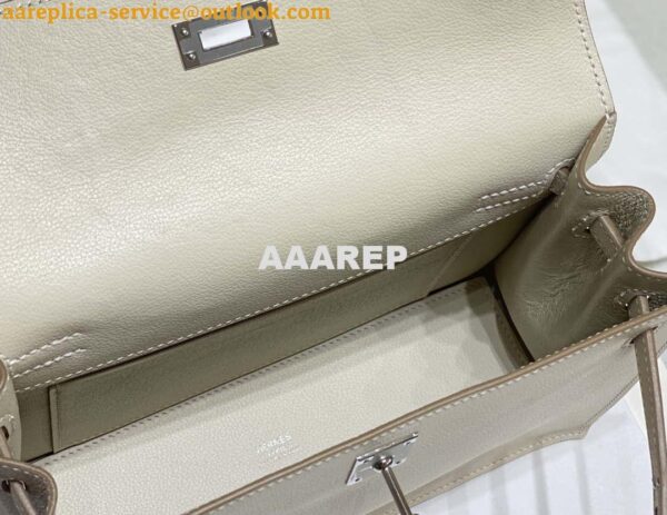 Replica Hermes Evercolor Kelly Danse II 22cm Leather Crossbody Bag H20367 White Silver 10