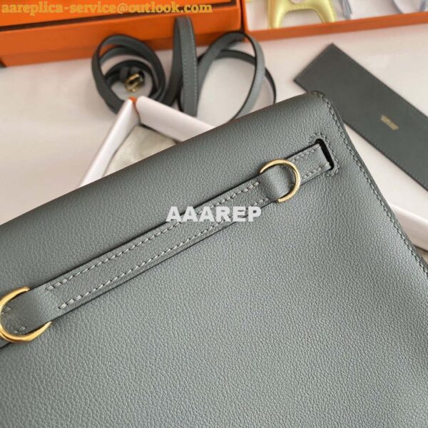 Replica Hermes Evercolor Kelly Danse II 22cm Leather Crossbody Bag H20368 Gray 9