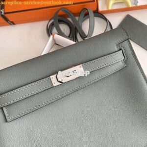 Replica Hermes Evercolor Kelly Danse II 22cm Leather Crossbody Bag H20369 Gray Silver 2