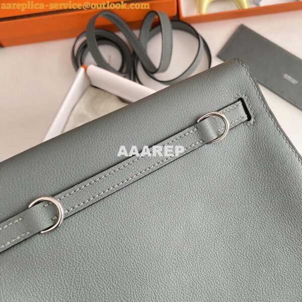 Replica Hermes Evercolor Kelly Danse II 22cm Leather Crossbody Bag H20369 Gray Silver 8