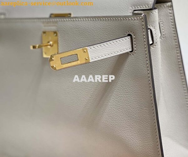 Replica Hermes Evercolor Kelly Danse II 22cm Leather Crossbody Bag H20372 Light Gray 7