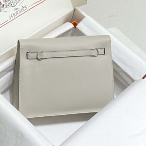 Replica Hermes Evercolor Kelly Danse II 22cm Leather Crossbody Bag H20373 Light Gray Silver