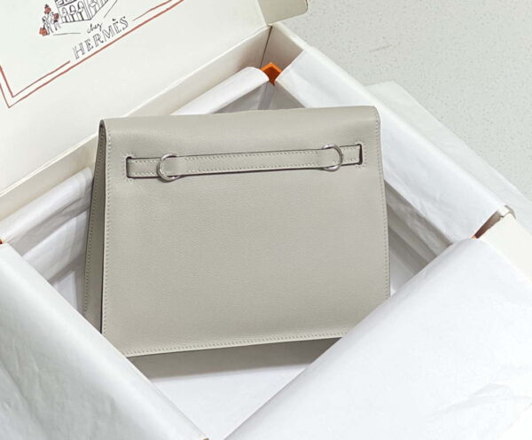 Replica Hermes Evercolor Kelly Danse II 22cm Leather Crossbody Bag H20373 Light Gray Silver 3