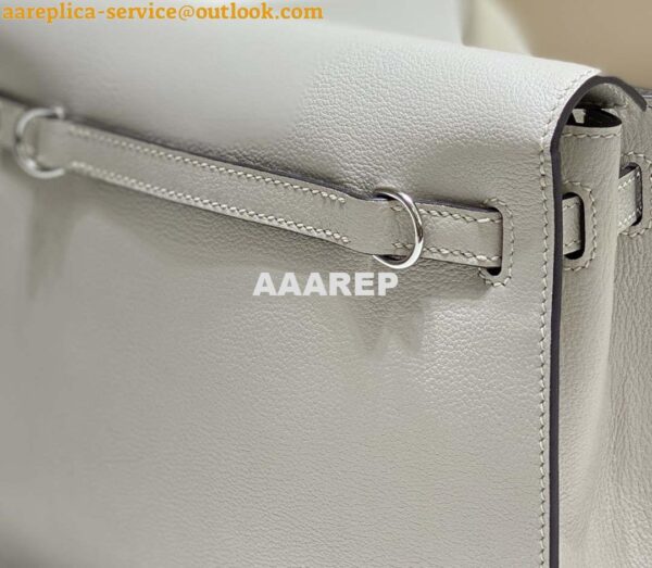 Replica Hermes Evercolor Kelly Danse II 22cm Leather Crossbody Bag H20373 Light Gray Silver 8