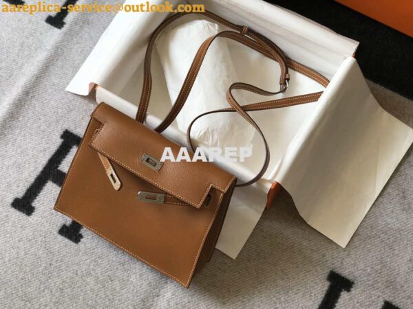 Replica Hermes Kelly Danse 22cm Leather Bag 20353 Tan 5