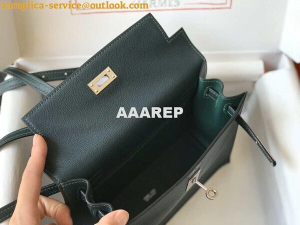 Replica Hermes Kelly Danse 22cm Leather Bag 20354 Dark Green 10