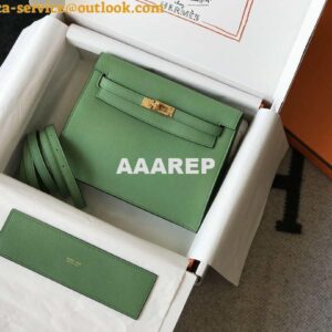 Replica Hermes Kelly Danse 22cm Leather Bag 20362 Avocado Green