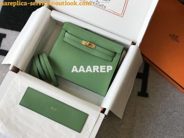 Replica Hermes Kelly Danse 22cm Leather Bag 20362 Avocado Green