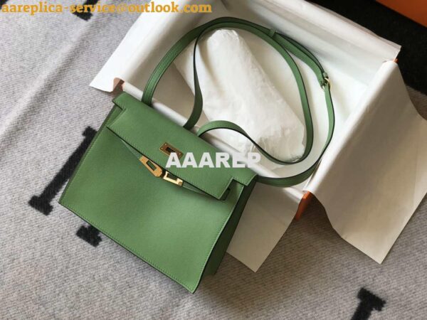 Replica Hermes Kelly Danse 22cm Leather Bag 20362 Avocado Green 3